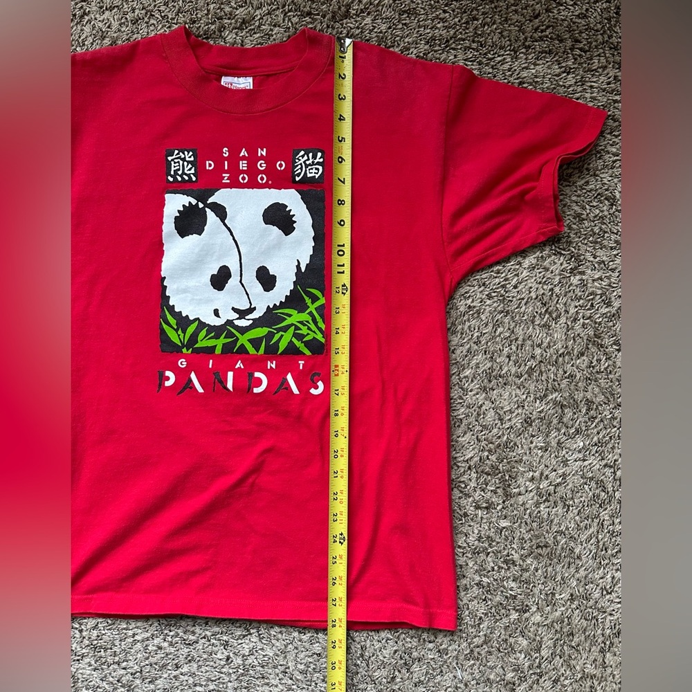 San Diego Zoo Giant Pandas Shirt Mens Large Vintage HANES BEEFY Red - Picture 5 of 5